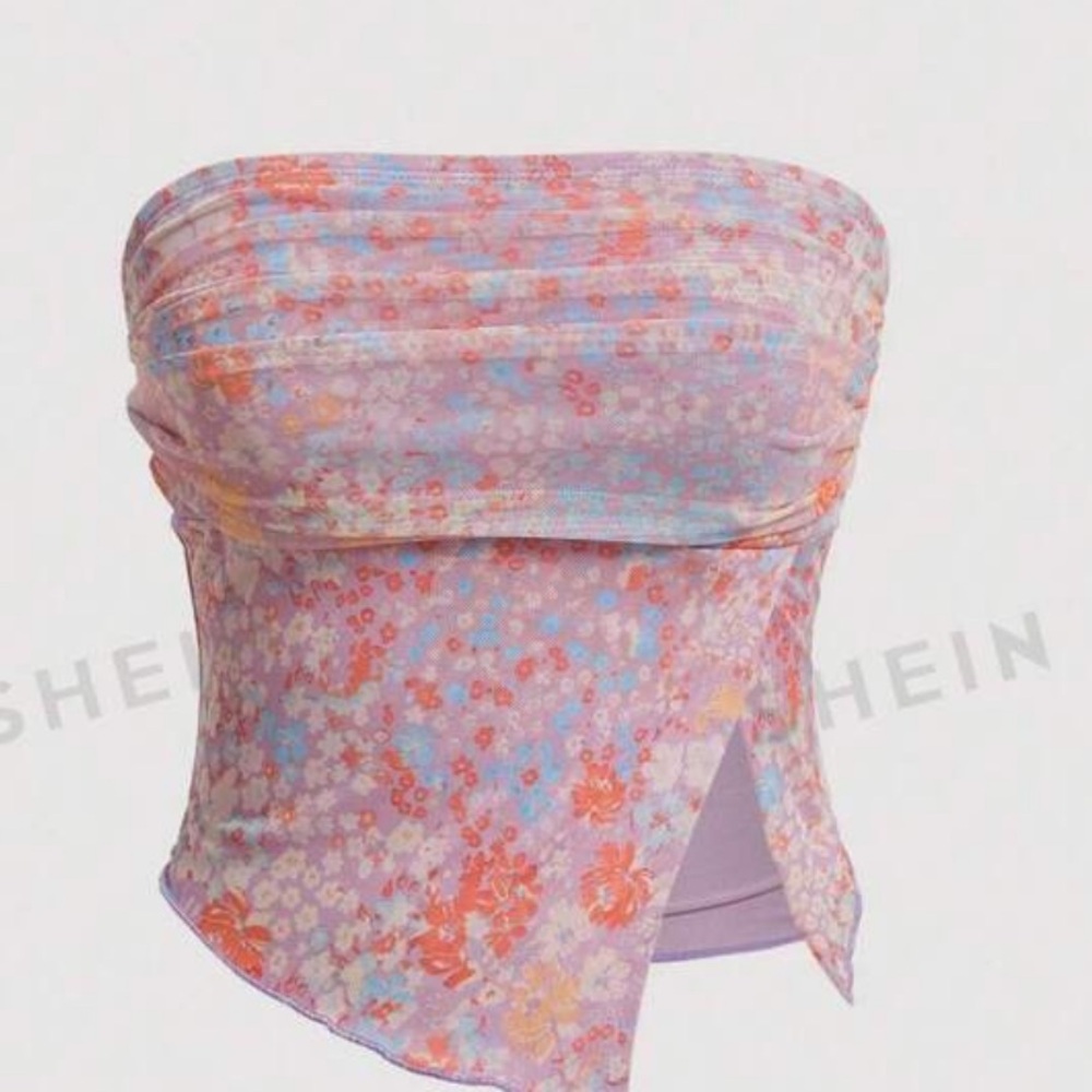 Floral print split top - NEVER WORN